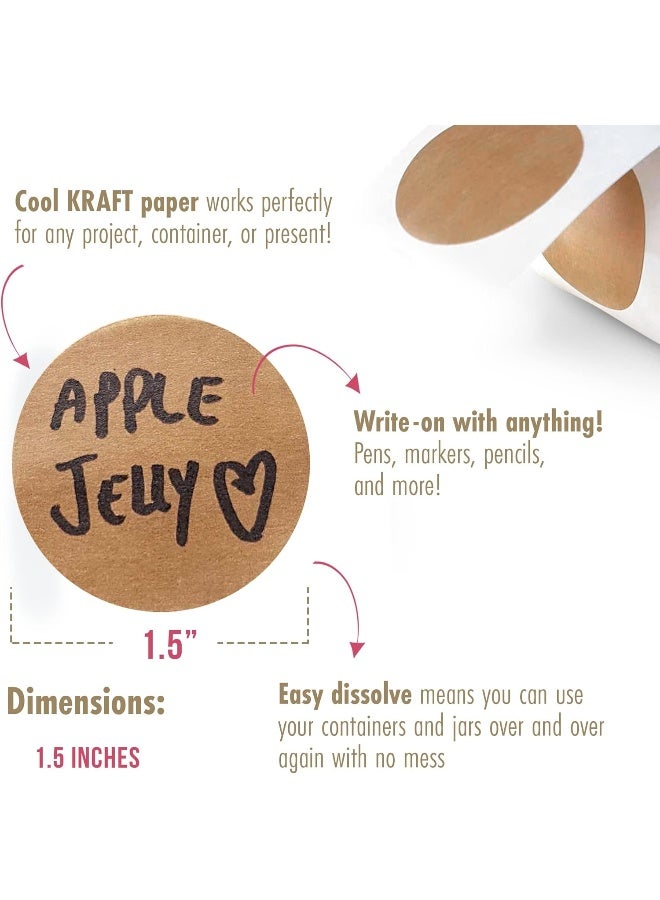 MESS Dissolvable Canning Labels for Jars – 200 Kraft Dissolvable Mason Jar Labels - Dissolvable Food Labels for Containers - Jam Homemade Canning Jar Labels Stickers - Removable Mason Jar Labels 1.5" - Image 4